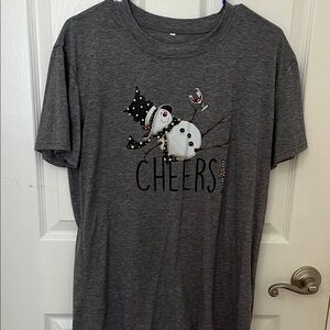 Gray 'Cheers' Snowman Graphic Tee